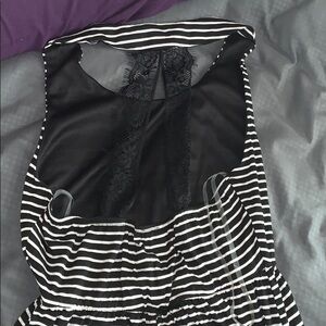 Long striped empire wait dress lacy back